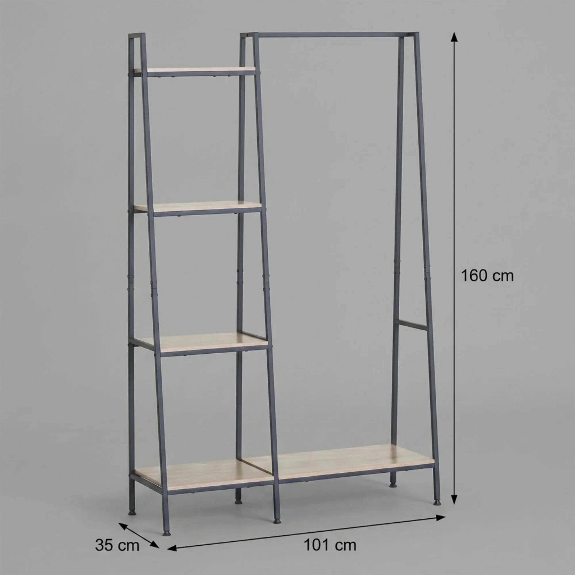 CARLA HOME Freestanding Garment Rack with Shelves - 4 Tier - Brown - Garment Rail