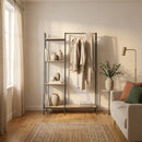 CARLA HOME Freestanding Garment Rack with Shelves - 4 Tier - Brown - Garment Rail