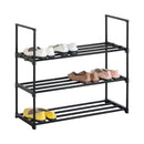 CARLA HOME 3 Tier Metal Shoe Rack - Steel Storage Organiser - Black - Basic - Small Shoe Rack
