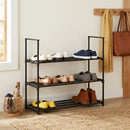CARLA HOME 3 Tier Metal Shoe Rack - Steel Storage Organiser - Black - Basic - Small Shoe Rack
