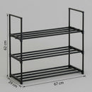 CARLA HOME 3 Tier Metal Shoe Rack - Steel Storage Organiser - Black - Basic - Small Shoe Rack