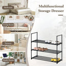 CARLA HOME 3 Tier Metal Shoe Rack - Steel Storage Organiser - Black - Basic - Small Shoe Rack