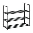 CARLA HOME 3 Tier Metal Shoe Rack - Steel Storage Organiser - Black - Basic - Small Shoe Rack