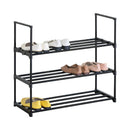 CARLA HOME 3 Tier Metal Shoe Rack - Steel Storage Organiser - Black - Basic - Small Shoe Rack