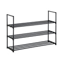 CARLA HOME 3 Tier Metal Shoe Rack - Free Standing Organiser - Black - Basic - Steel