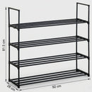 CARLA HOME 4 Tier Metal Shoe Rack - Free Standing Organiser - Black - Basic - Steel