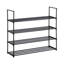 CARLA HOME 4 Tier Metal Shoe Rack - Free Standing Organiser - Black - Basic - Steel