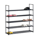 CARLA HOME 5 Tier Metal Shoe Rack - Free Standing Organiser - Black - Basic - Steel
