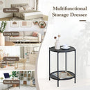 CARLA HOME 2 Tier Round Metal Side Table Black - 2 Shelf - Basic - 2 Layers Side Table