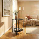 CARLA HOME 2 Tier Round Metal Side Table Black - 2 Shelf - Basic - 2 Layers Side Table