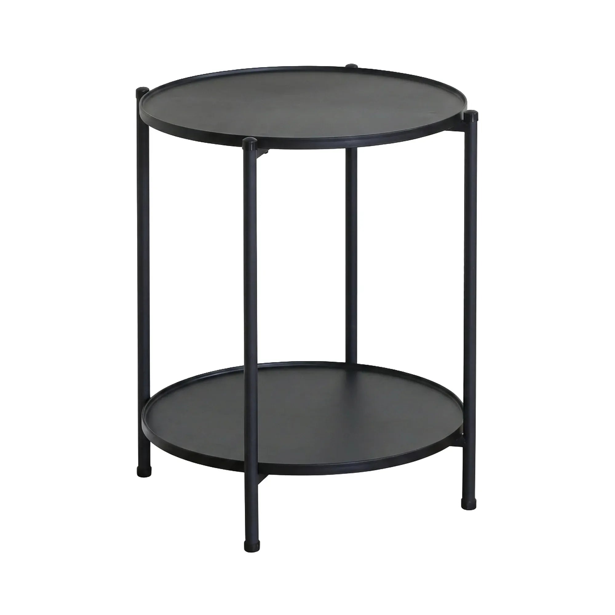 CARLA HOME 2 Tier Round Metal Side Table Black - 2 Shelf - Basic - 2 Layers Side Table