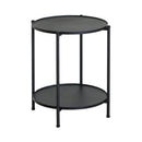 CARLA HOME 2 Tier Round Metal Side Table Black - 2 Shelf - Basic - 2 Layers Side Table