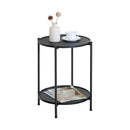 CARLA HOME 2 Tier Round Metal Side Table Black - 2 Shelf - Basic - 2 Layers Side Table