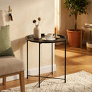 CARLA HOME Round Metal Side Table - Tray Top End Table - Black - 1 Layer Side Table