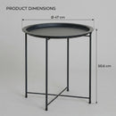 CARLA HOME Round Metal Side Table - Tray Top End Table - Black - 1 Layer Side Table