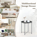 CARLA HOME Round Metal Side Table - Tray Top End Table - Black - 1 Layer Side Table