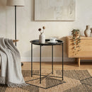CARLA HOME Round Metal Side Table - Tray Top End Table - Black - 1 Layer Side Table