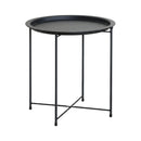 CARLA HOME Round Metal Side Table - Tray Top End Table - Black - 1 Layer Side Table