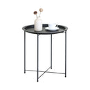 CARLA HOME Round Metal Side Table - Tray Top End Table - Black - 1 Layer Side Table