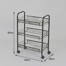 CARLA HOME 3 Tier Rolling Kitchen Trolley Cart - Metal Mesh - Black - Basic - Steel