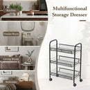 CARLA HOME 3 Tier Rolling Kitchen Trolley Cart - Metal Mesh - Black - Basic - Steel
