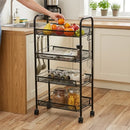 CARLA HOME 4 Tier Rolling Kitchen Trolley Cart - Metal Mesh - Black - Basic - Steel