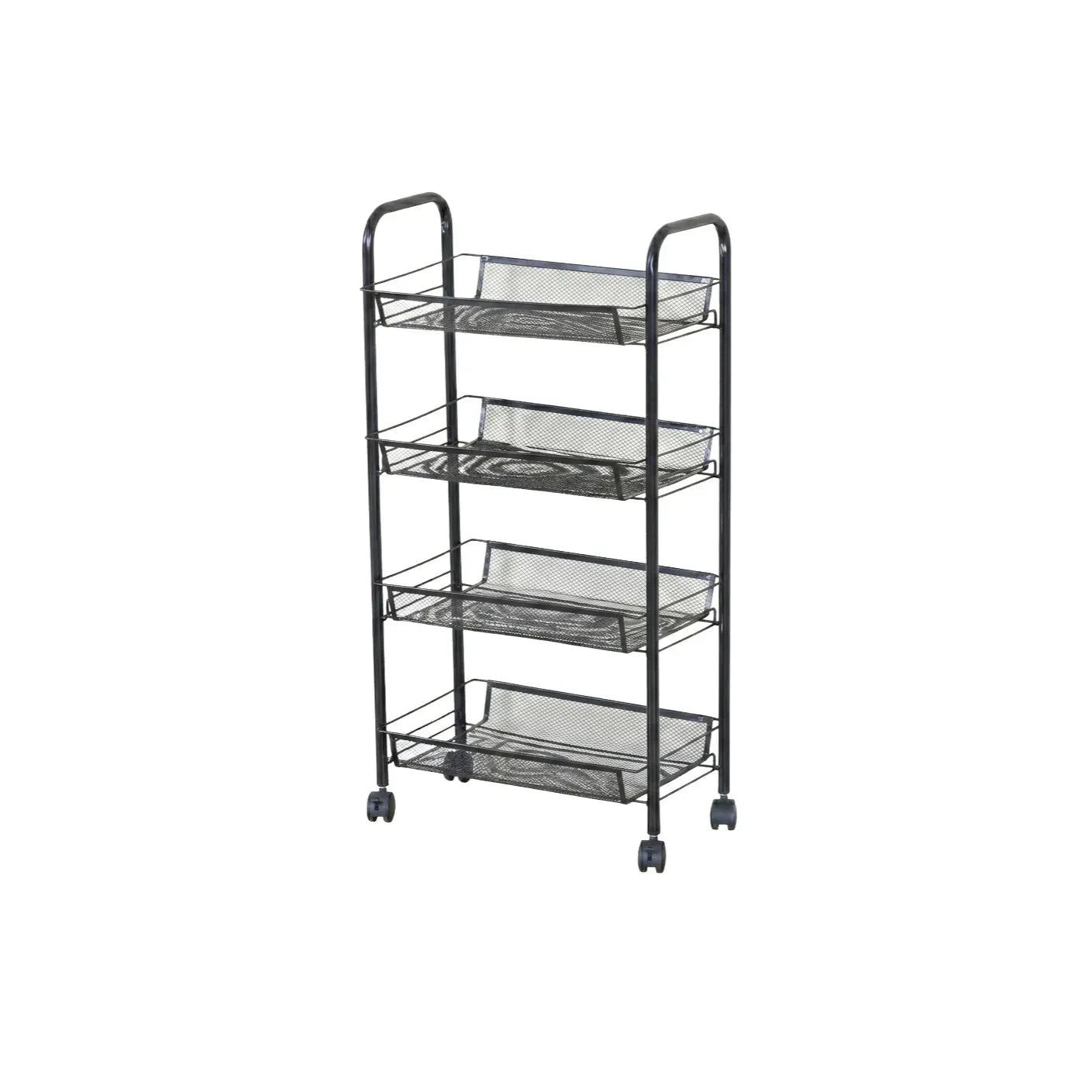 CARLA HOME 4 Tier Rolling Kitchen Trolley Cart - Metal Mesh - Black - Basic - Steel