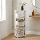 CARLA HOME 3 Tier Rolling Laundry Basket - White with Wheels - Basic - Plastic - 3 - tier Rolling Laundry