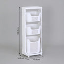 CARLA HOME 3 Tier Rolling Laundry Basket - White with Wheels - Basic - Plastic - 3 - tier Rolling Laundry