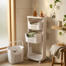 CARLA HOME 3 Tier Rolling Laundry Basket - White with Wheels - Basic - Plastic - 3 - tier Rolling Laundry