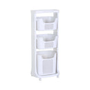 CARLA HOME 3 Tier Rolling Laundry Basket - White with Wheels - Basic - Plastic - 3 - tier Rolling Laundry