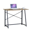 CARLA HOME Foldable Computer Desk - Oak Steel Frame Study Table - Brown - Foldable Desk