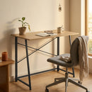 CARLA HOME Foldable Computer Desk - Oak Steel Frame Study Table - Brown - Foldable Desk