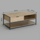 CARLA HOME Coffee Table with Drawer - Wood and Metal Frame - Brown - Rustic - Steel