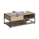 CARLA HOME Coffee Table with Drawer - Wood and Metal Frame - Brown - Rustic - Steel