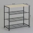 CARLA HOME 4 Tier Shoe Rack with Mdf Top Shelf - Metal - Brown - Rustic - Steel - Metal Mesh Shelves
