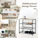 CARLA HOME 4 Tier Shoe Rack with Mdf Top Shelf - Metal - Brown - Rustic - Steel - Metal Mesh Shelves