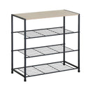 CARLA HOME 4 Tier Shoe Rack with Mdf Top Shelf - Metal - Brown - Rustic - Steel - Metal Mesh Shelves