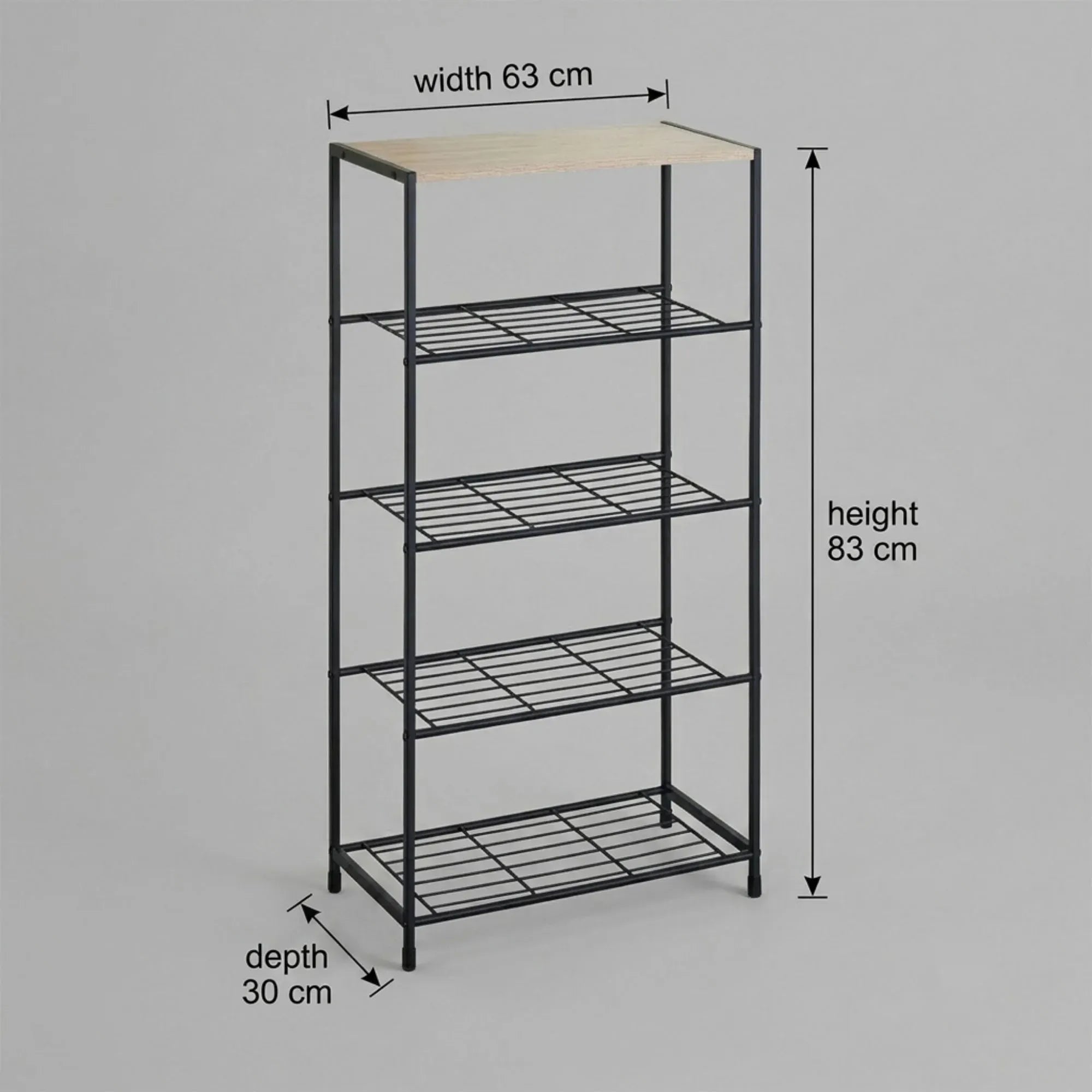CARLA HOME 5 Tier Shoe Rack - Metal Mesh Organiser - Rustic Brown - Steel - Metal Mesh Shelves