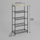 CARLA HOME 5 Tier Shoe Rack - Metal Mesh Organiser - Rustic Brown - Steel - Metal Mesh Shelves