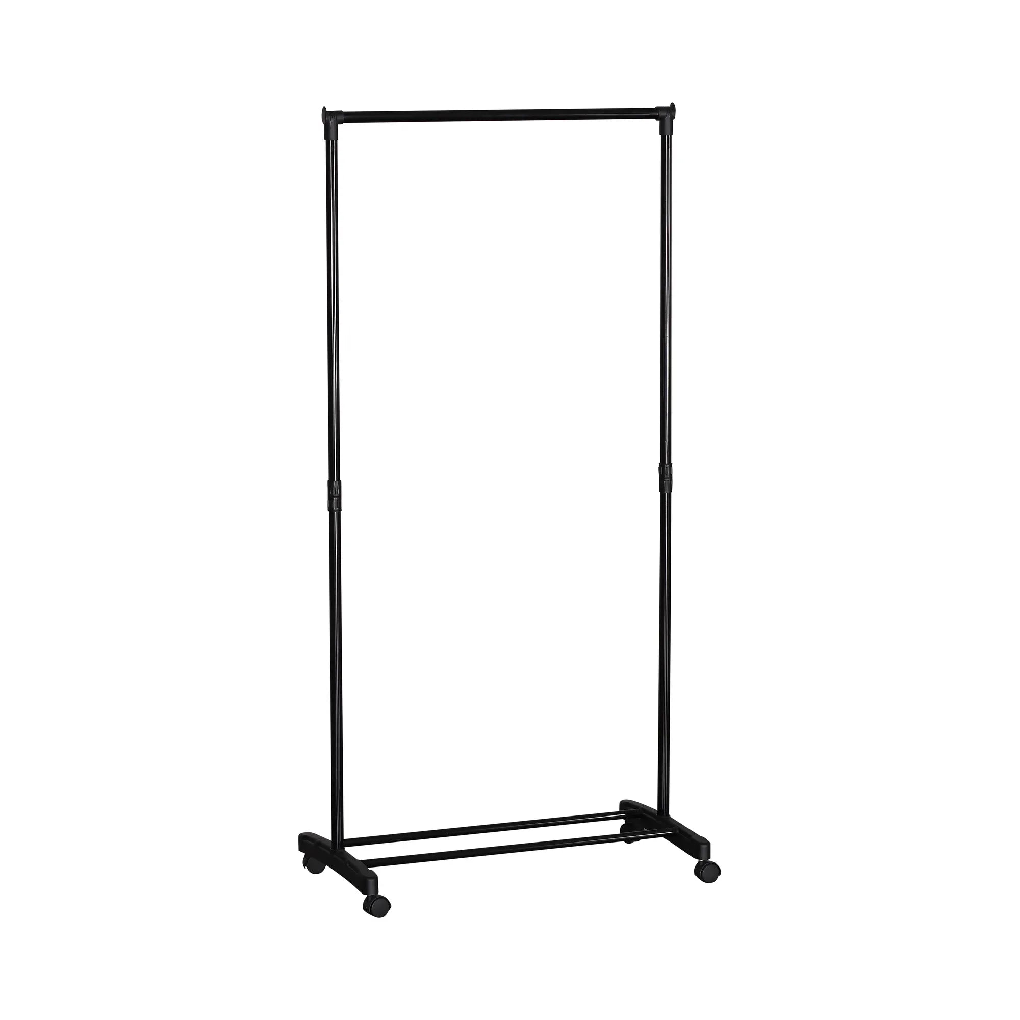 CARLA HOME Clothes Rack with Wheels - Adjustable Height Rail - Black - Garment Rack