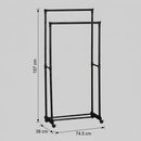 CARLA HOME Double Rod Garment Rack with Wheels - Black - Basic - Steel - Double Rod Clothes