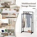CARLA HOME Double Rod Garment Rack with Wheels - Black - Basic - Steel - Double Rod Clothes
