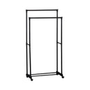 CARLA HOME Double Rod Garment Rack with Wheels - Black - Basic - Steel - Double Rod Clothes