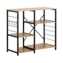 CARLA HOME Kitchen Baker's Rack 4 Tier - Metal Shelf with Hooks - Brown - Kitchen Rack