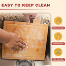 CARLA HOME Bamboo Cutting Board Set with Stand, 4 Pieces for Kitchen