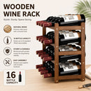 CARLA HOME 4 Tier Wooden Wine Rack, 16 Bottle Storage, Brown