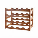 CARLA HOME 4 Tier Wooden Wine Rack, 16 Bottle Storage, Brown