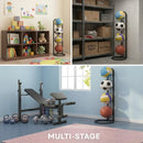 CARLA HOME 4 Tier Ball Storage Rack - Vertical Metal Stand - Black - Basketball Hoop