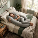 CARLA HOME U Shaped Pregnancy Pillow for Full Body Support Grey - Polyester - Full Body Pillow